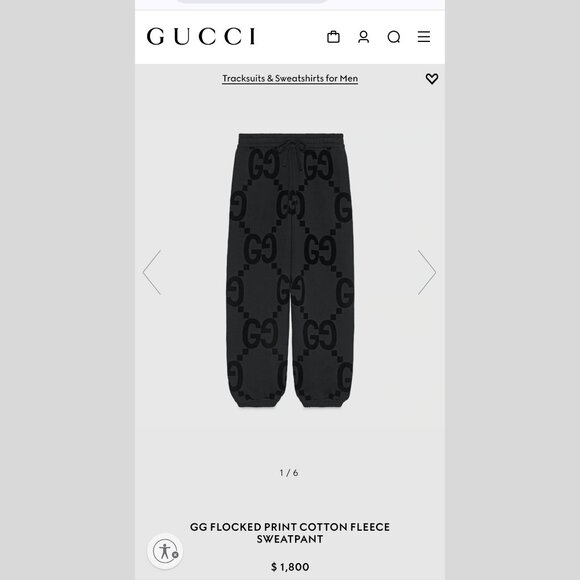 SOLD Authenticated Gucci GG Flock Print Black Cotton  Sweatpants XL MSRP $1,800 - Picture 8 of 11